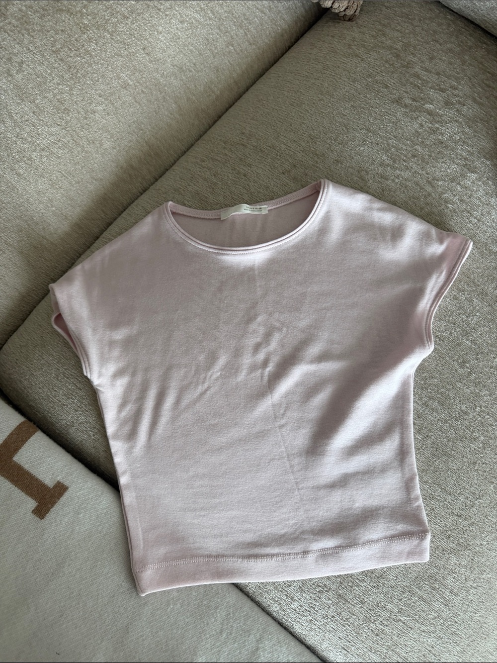 H&M Pale Pink Crewneck Short Sleeve Top
